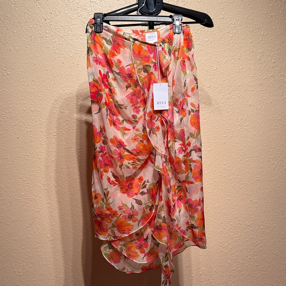 Misa Floral asymmetrical midi ruffle skirt WOMENS size medium NWT - Picture 5 of 17